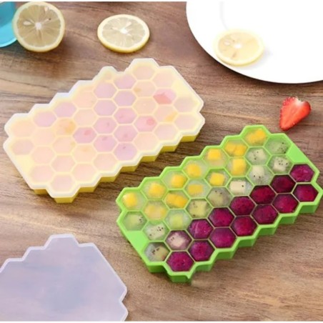 Forma De Gelo 37 Cavidades Colmeia De Silicone Com Tampa 2