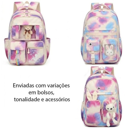 Mochila Feminina Escolar Colorida Estampada Grande 2