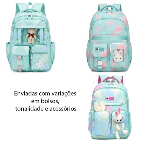 Mochila Feminina Escolar Colorida Estampada Grande