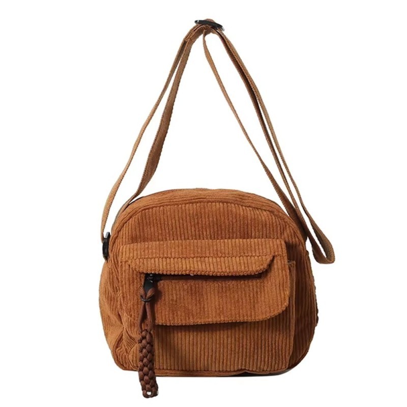 Bolsa Feminina Transversal Pequena Tecido De Veludo Cotelê