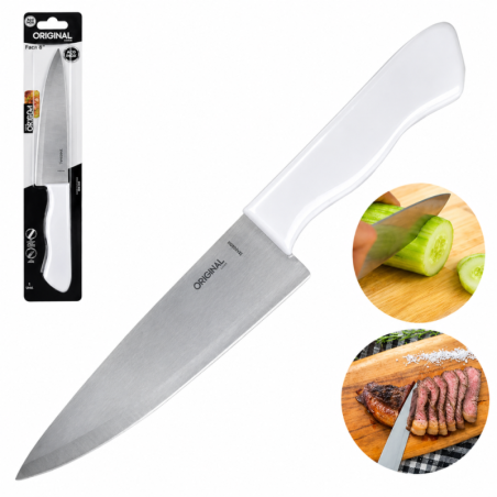 Faca De Carne Peixeira 8" Em Aço Inox Cabo Branco Plástico