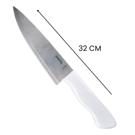 Faca De Carne Peixeira 8" Em Aço Inox Cabo Branco Plástico