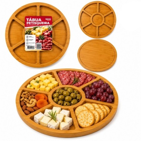 Petisqueira Tábua De Frios MDF 7 Divisórias Redonda