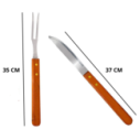 Kit Churrasco Inox Garfo + Faca Com Cabo De Madeira
