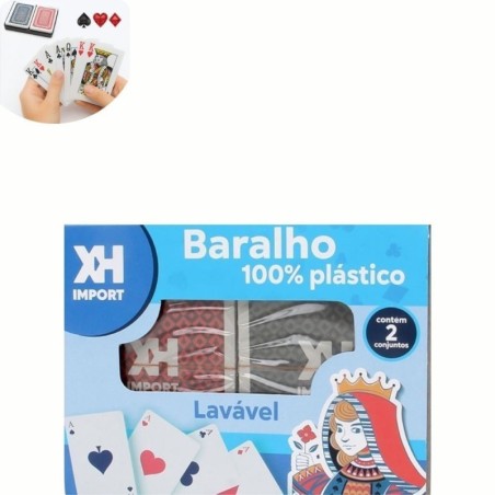 Conjunto Baralho Duplo 108 Cartas De Plástico Lavável
