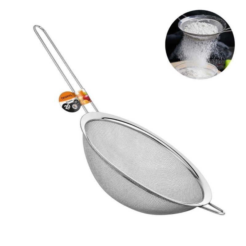 Peneira Coador Grande Com Cabo Em Aço Inox 20 cm