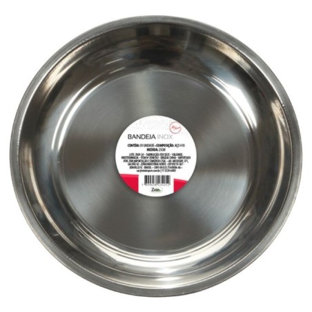 Travessa Redonda Em Aço Inox 25x2,5 Centímetros