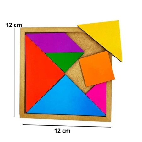 Quebra Cabeça Tangram Brinquedo Educativo MDF Com 7 peças