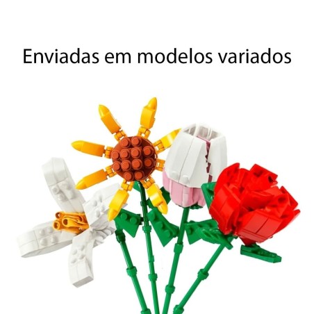 Bloco De Montar Florista Brinquedo Criativo Flores Sortidas
