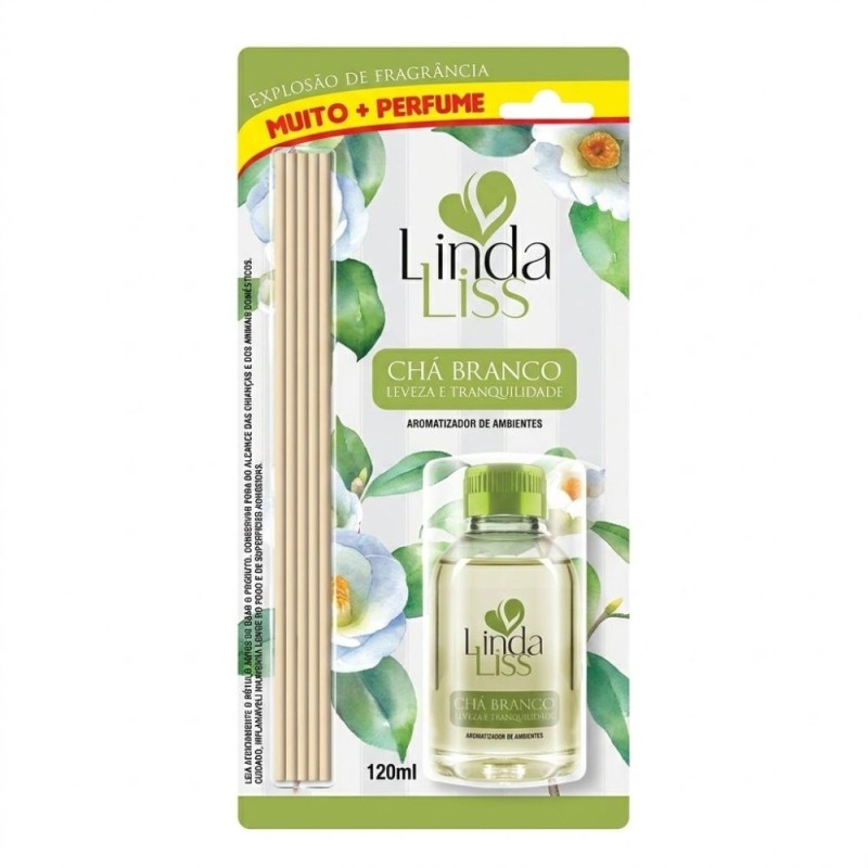 Aromatizador De Ambientes Blister Chá Branco 120ml Com Varetas