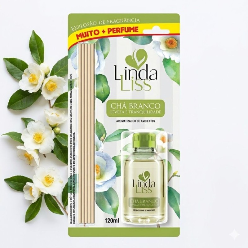 Aromatizador De Ambientes Blister Chá Branco 120ml Com Varetas