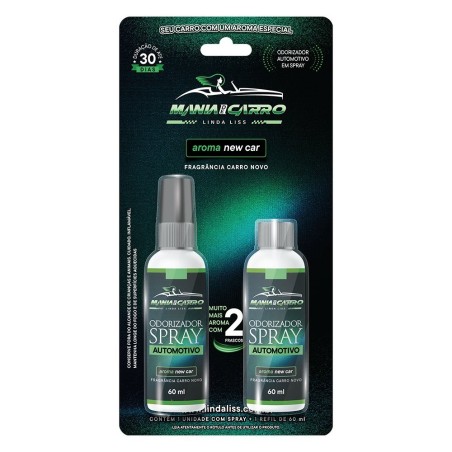 Odorizador Automotivo Em Spray 60 ml Fragrância New Car Com Refil
