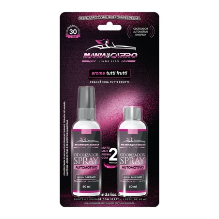 Odorizador Automotivo Em Spray 60 ml Fragrância Tutti Frutti Com Refil