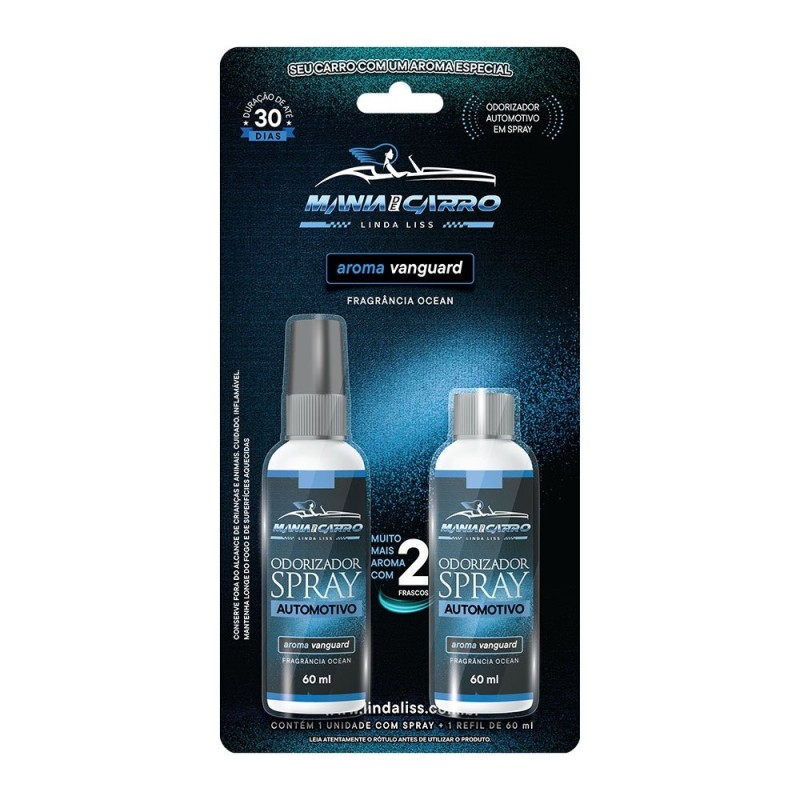 Odorizador Automotivo Em Spray 60 ml Fragrância Vanguard Com Refil
