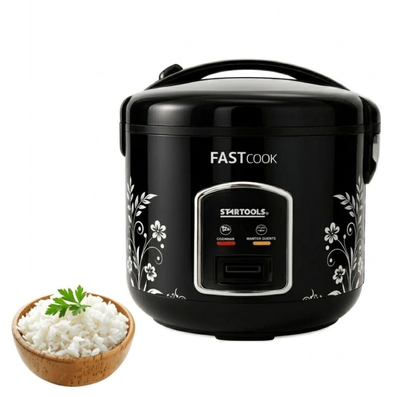 Panela De Arroz Elétrica 5 Copos 127V Preta Com Acessórios