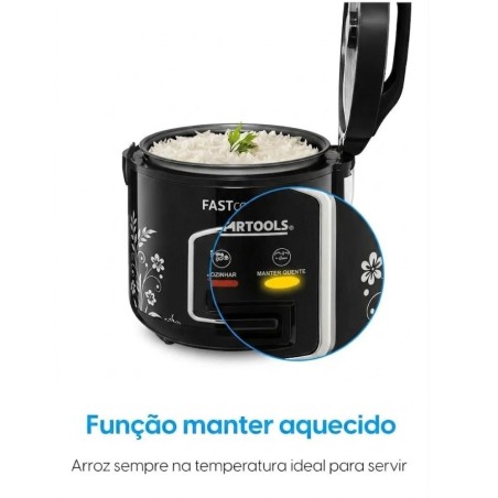Panela De Arroz Elétrica 5 Copos 127V Preta Com Acessórios