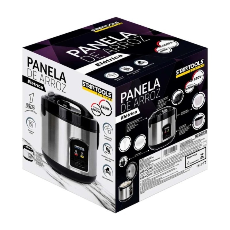 Panela De Arroz Elétrica 5 Copos 127V Inox Com Acessórios