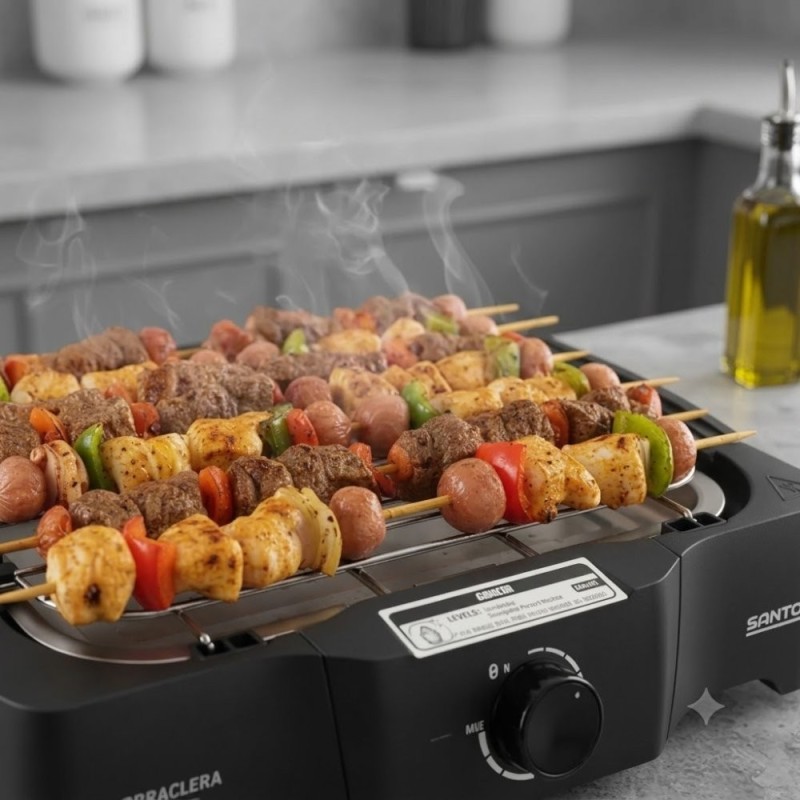 Churrasqueira Elétrica Grill 127 V Portátil Sem Fumaça 5 Temperaturas