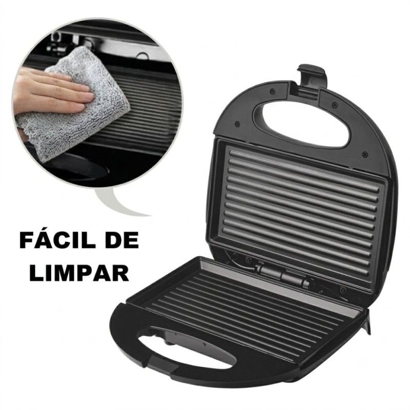Sanduicheira Elétrica Grill 127V Antiaderente 2 em 1 Lanche
