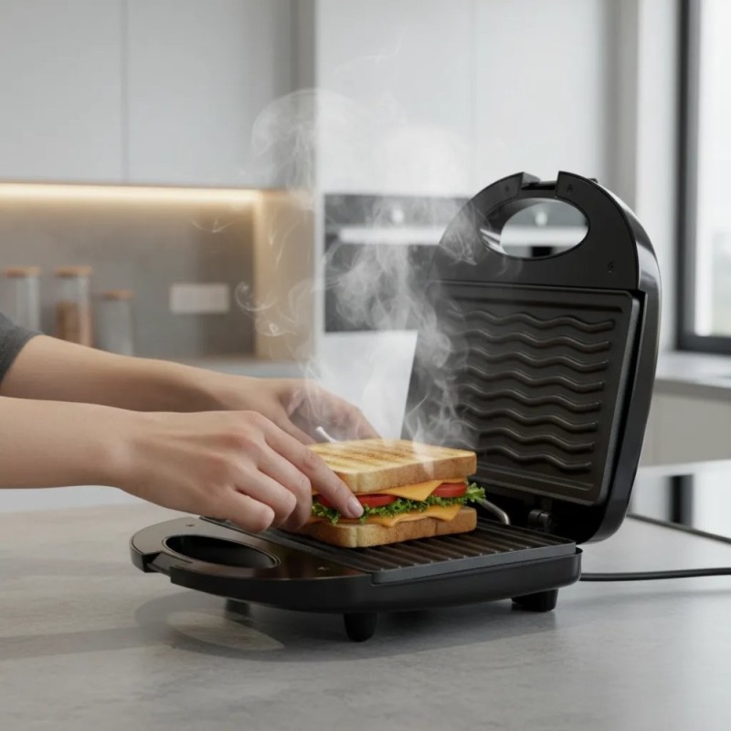 Sanduicheira Elétrica Grill 127V Antiaderente 2 em 1 Lanche