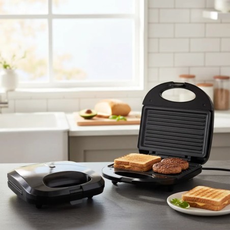 Sanduicheira Elétrica Grill 127V Antiaderente 2 em 1 Lanche
