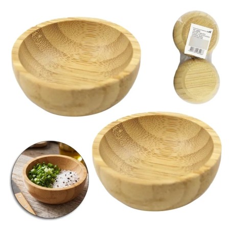 Molheira Mini Tigela Bowl De Bambu 2 Peças 25ML