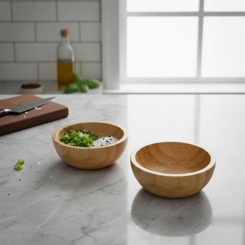 Molheira Mini Tigela Bowl De Bambu 2 Peças 25ML