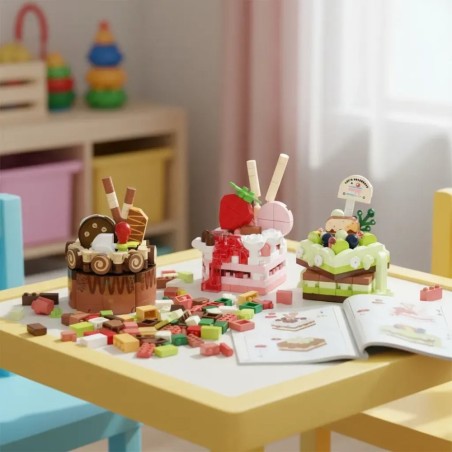 Brinquedo Blocos De Montar Mini Bolos Confeitaria 186 Peças