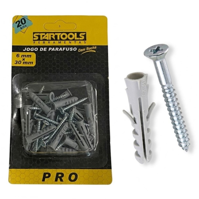 Kit 40 Peças Parafusos E Buchas 6x30 mm Resistente
