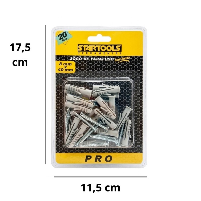 Kit 40 Peças Parafusos E Buchas 8x40 mm Resistente