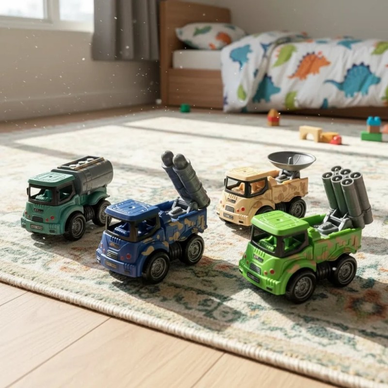 Brinquedo Carrinho Caminhão Militar A Frição Pull Back