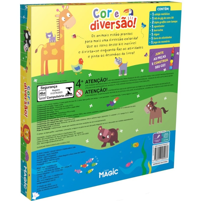 Kit Escolar 9 Peças Com Livro De Atividades Animais