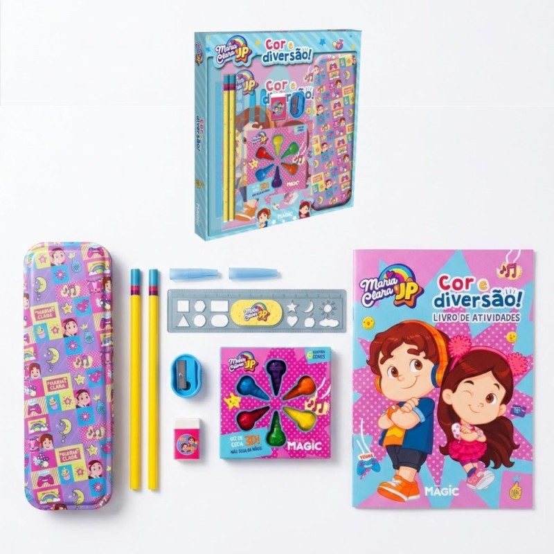 Kit Escolar Maria Clara & JP 9 Peças Com Livro De Atividades