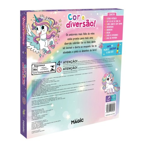 Kit Escolar 9 Peças Com Livro De Atividades Unicórnios