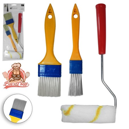 Kit Pintura Pincel Trincha Rolinho Multiuso 3 Peças 2