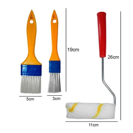Kit Pintura Pincel Trincha Rolinho Multiuso 3 Peças