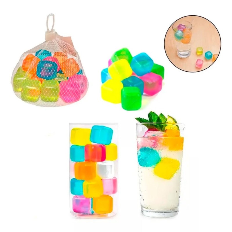 Cubos de Gelo Artificial Ecológico Coloridos  Reutilizáveis 12 Peças