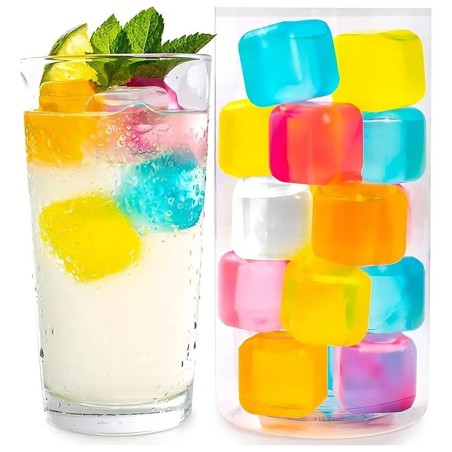 Cubos de Gelo Artificial Ecológico Coloridos  Reutilizáveis 12 Peças