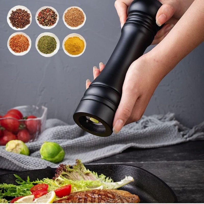 Moedor Manual De Pimenta Sal Especiarias Temperos Em Madeira Preto