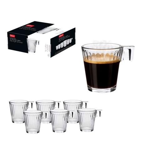 Conjunto 6 Xícaras Caneca De Café Caneladas Em Vidro 85ml