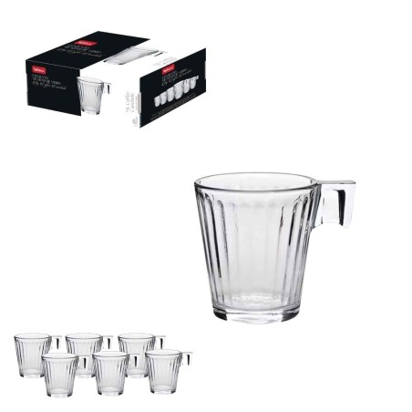 Conjunto 6 Xícaras Caneca De Café Caneladas Em Vidro 85ml