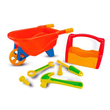 Brinquedo Kit Ferramentas Brincar E Construir Carriola 12 Peças