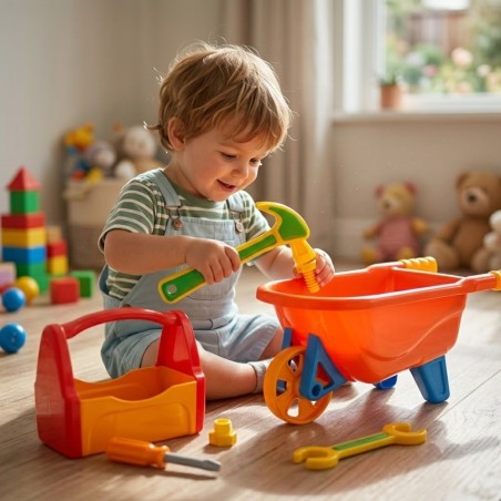 Brinquedo Kit Ferramentas Brincar E Construir Carriola 12 Peças