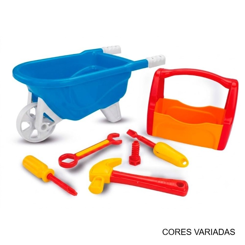 Brinquedo Kit Ferramentas Brincar E Construir Carriola 12 Peças