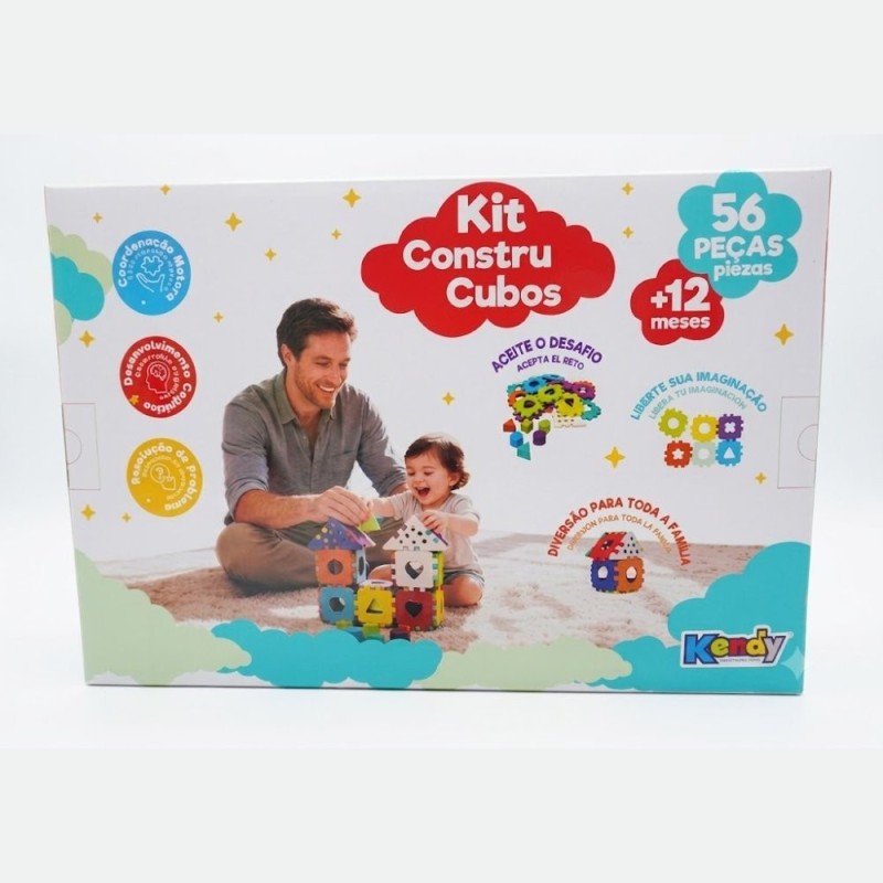 Kit Contrução Infantil Blocos De Montar Educativo 56 Peças