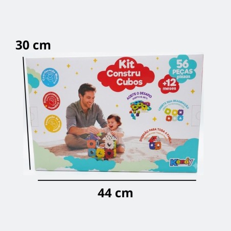 Kit Contrução Infantil Blocos De Montar Educativo 56 Peças