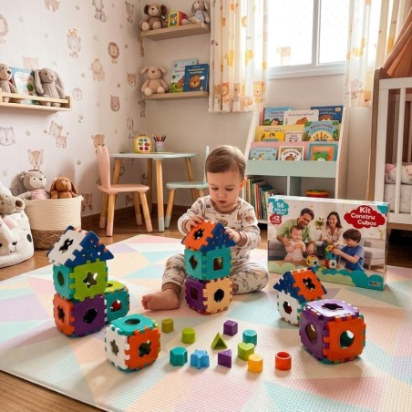Kit Contrução Infantil Blocos De Montar Educativo 56 Peças