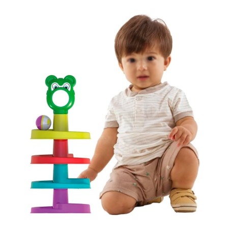Brinquedo Educativo Escorrega Ball Didático Bebês Com Chocalho 40cm