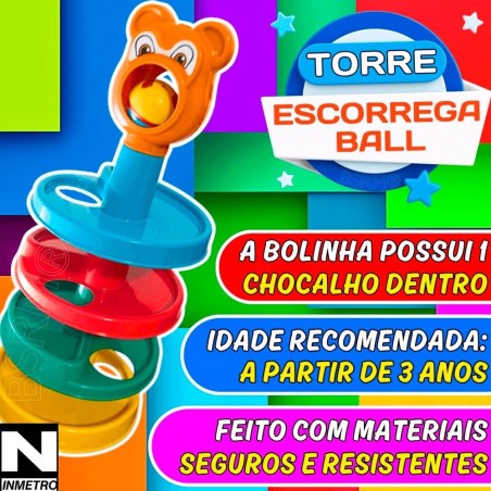 Brinquedo Educativo Escorrega Ball Didático Bebês Com Chocalho 40cm 2
