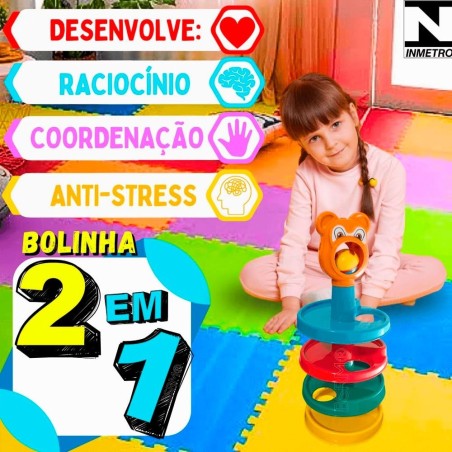 Brinquedo Educativo Escorrega Ball Didático Bebês Com Chocalho 40cm